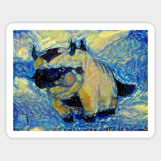 Appa in Flight Avatar the Last Airbender Starry Night Sticker by Starry Night